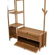 Heavy Duty Wooden Hanging Clothes Garment Rail Corner Open Wardrobe Storage Rack