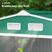 Outsunny 9 x 6FT Galvanised Garden Storage Shed with Sliding Door + Vents, Green