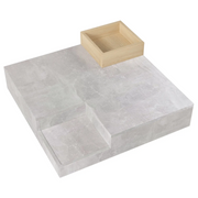 Square Coffee Table Grey !SALE! Marble Effect Storage Drawer Oak Living Room