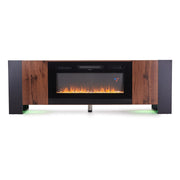 Wooden TV Stand Cabinet Unit with Electric Fireplace 12 Colour LED Fire Heater