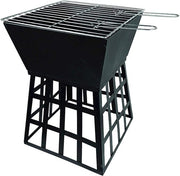 Outdoor Charcoal Fire Pit BBQ Grill Bowl Square Garden Patio Barbecue Log Heater