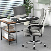 Office Desk Chair Ergonomic Padded Reclining Chair w/ Footrest-White