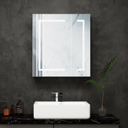 Bathroom Mirror Cabinet LED Wall Mounted 650x600mm with Demister Shaver Storage