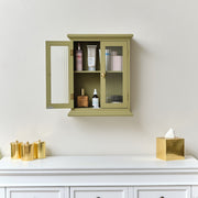 Olive Green Reeded Glass Wall Cabinet wall shelving shelf bathroom storage