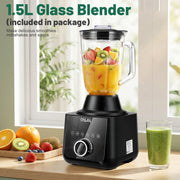 Mixer Food Processor Chopper, Stainless Steel Blender 2.5L+1.5L Timer 11 Speed U