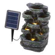 Outdoor Garden Water Feature Solar Powered Cascade Water Fountain With LED Light
