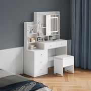 Dressing Table With 5 Drawers LED Mirror Set Makeup Desk Vanity Table Bedroom