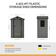 Grey Wood Grain Plastic Garden Shed 6x8 6x6 5x3 Outdoor Tool Bike Storage House