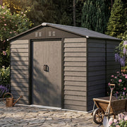 10x6ft Metal Garden Shed with Base, Large Outdoor Storage Tool Shed,Gable Roof