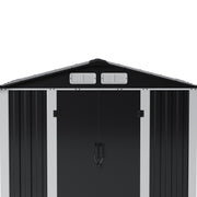 6X4FT Metal Garden Shed Apex Roof Outdoor Tool Storage House with Lockable Doors