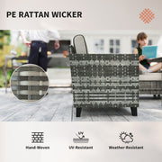 5 PCs Rattan Garden Furniture Set with Fire Pit Table, Grey