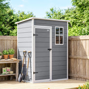 5' x 3' Garden Shed w/ Floor, Lockable Door, Window and Vent, Grey