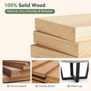 63-Inch Solid Wood Oval Dining Table Modern Wooden Kitchen Table for 4-6 People