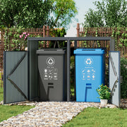 Double Wheelie Bin Storage Metal Store Cover Garden Rubbish Dustbin 2 Shed House