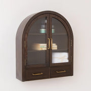 Dark Wood Arched Wall Mounted Cabinet - Kingsley Range