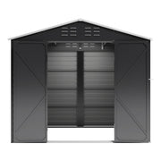8X8.5 FT Metal Garden Shed Apex Roof With Double Doors Storage House Anthracite