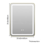 60x80cm Wall Bathroom Mirror with Illuminated LED Lights Touch Contorl Demister
