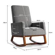 Modern Rocking Chair Upholstered Fabric Leisure Armchair with Rubber Wood Base