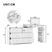 L Shaped Vanity Desk LED Flip Mirror 7 Drawers Dressing Table Bedroom Furniture