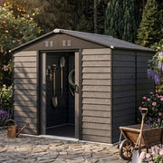 10x6ft Metal Garden Shed with Base, Large Outdoor Storage Tool Shed,Gable Roof