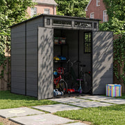 6'x4' 6'x6' Plastic Garden Storage Shed Outdoor Tool Storage House With Floor
