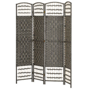 6 Panel Room Divider Folding Privacy Screen with Pine Wood Frame Refurbished