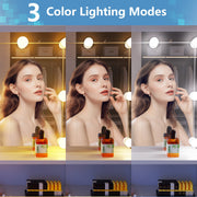 Dressing Table Makeup Vanity Set Desk with 9 Bulbs Mirror 2 Drawer Stool Bedroom