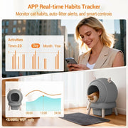 65L Self-Cleaning Automatic Cat Litter Box Cabinet App Control Safety Detector