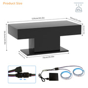 LED Coffee Table High Gloss Rectangle Center Table Modern Living Room Furniture
