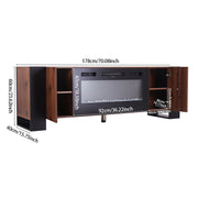 Wooden TV Stand Cabinet Unit with Electric Fireplace 12 Colour LED Fire Heater
