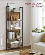 Rustic Wood Bookcase Bookshelf 5 Tier Industrial Storage Display Shelving