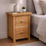 Oak 2 Drawer Bedside – Oakcroft Rustic Cabinet nightstand bedroom furniture new