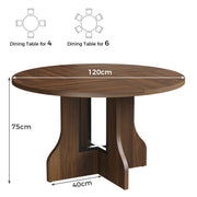 Round Dining Table for 4-6 People 120cm Circle Kitchen Table for Home Kitchen