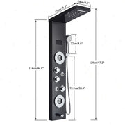 LED Shower Panel Column Tower System Stainless Steel Body Jet Twin Head Rain Set