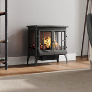 Black 2000W Electric Fireplace Fire Flame Effect Heater Log Burner Stove Standin