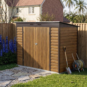 8 x 4FT Metal Garden Storage Shed with 2 Door Wood Grain Effect Bike Tool House