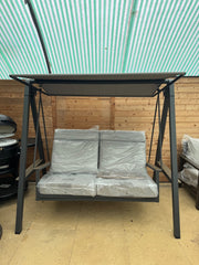 SunVilla Pine Knoll 2 Seater Cushioned Garden Swing Seat Canopy Beige Aluminium