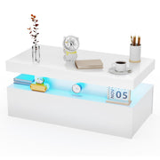 High Gloss LED Coffee Table With Storage Wooden 2 Drawer Living Room Furniture