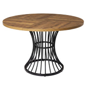 Levede Round Dining Table for 4-6 People 30mm MDF Metal Base Kitchen Brown