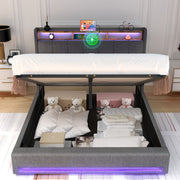 NEW OTTOMAN STORAGE UPHOLSTERED BED FRAME 4FT6 DOUBLE WITH USB PORT & LED LIGHT