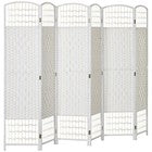 6 Panel Room Divider Folding Privacy Screen with Pine Wood Frame Refurbished