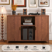 Fluted Vinyl Record Player Stand, 47.2