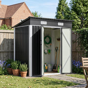 Garden Shed 6X4FT Metal Pent Roof Outdoor Storage Tool House with Lockable Door