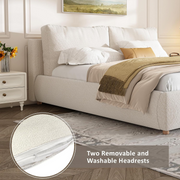 4ft6 Double Bed Frame Ottoman Hydraulic Storage Cushion Headboard White Upholste