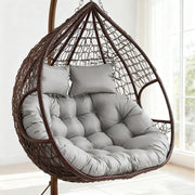 Egg Chair Cushion Double Head Rest Pillow Outdoor Garden Filled Water Resistant