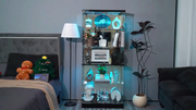 5 Tier Glass Display Cabinet with RGB Lights Lockable Curio Cabinet Display
