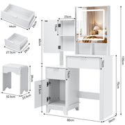 Dressing Table With Drawers Mirror Stool Set Makeup Desk Vanity Table Bedroom