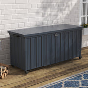 550L Metal Storage Box with Wheels Garden Outdoor Shed Utility Cushion Chest UK