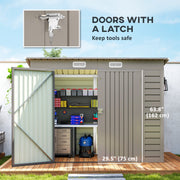 8 x 4FT Metal Garden Storage Shed with Double Doors, Light Grey