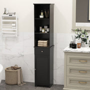 Freestanding Bathroom Storage Cabinet with 3 Open Shelves-Black